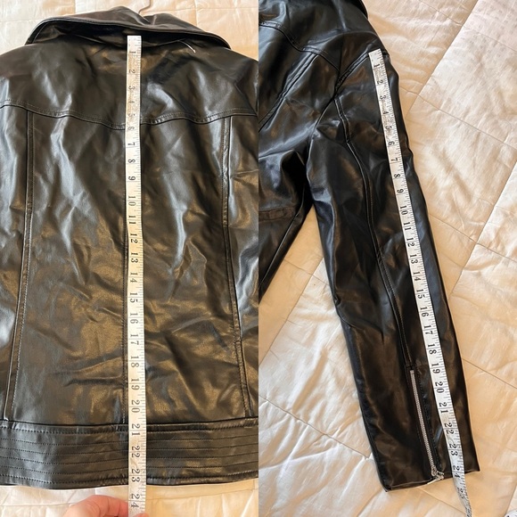 NWT Vince Camuto Asymmetric Zip Faux Leather Moto Jacket L Black - Picture 14 of 15
